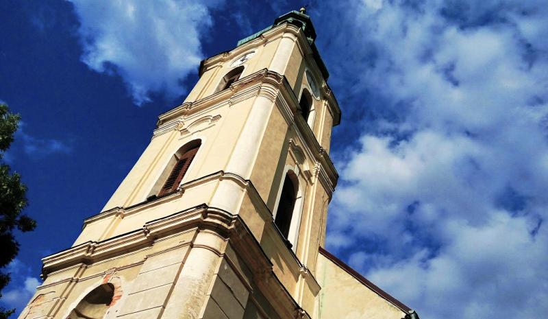 Wieża kościoła w Milinie 2016